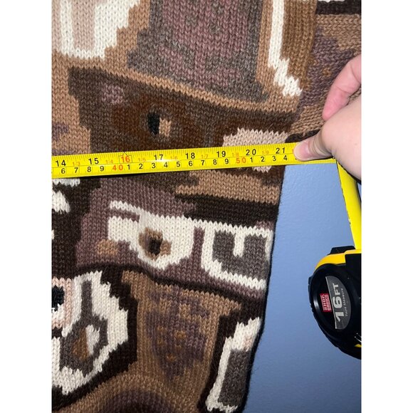 VTG The Peruvian Connection Art To Wear Multi Colored Cardigan SZ L 100% Alpaca‎ - Picture 7 of 9
